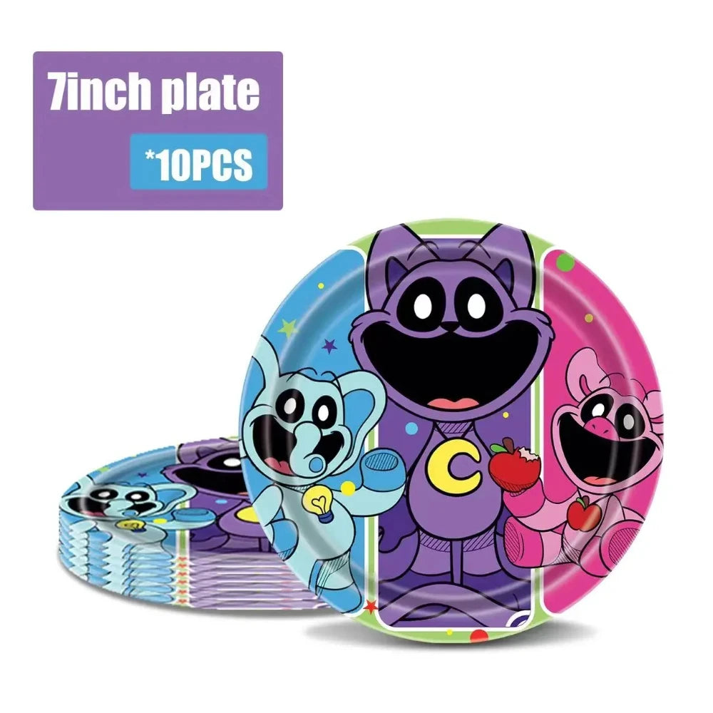 Smiling Critters Catnap Party Supplies Disposable Cup Plates Balloons Banners Cake Decorations Kid Boy Birthday Gift Baby Shower