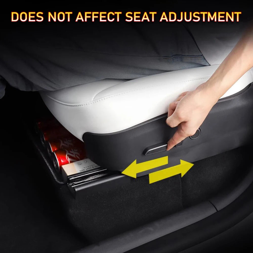 For Tesla Model Y High Capacity Organizer Case Felt Cloth Drawer Holder Under Seat Hidden Box Storage Box Black