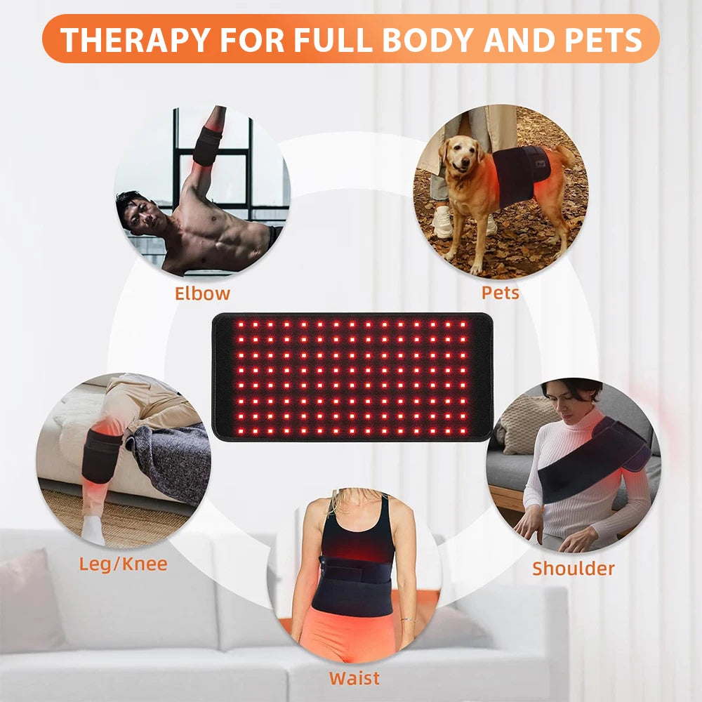120 LED Red Light Belt 660nm&850nm Infrared Light Therapy Pad for Back Knee Hands Feet Relief Care Body Fatigue Deep Therapy
