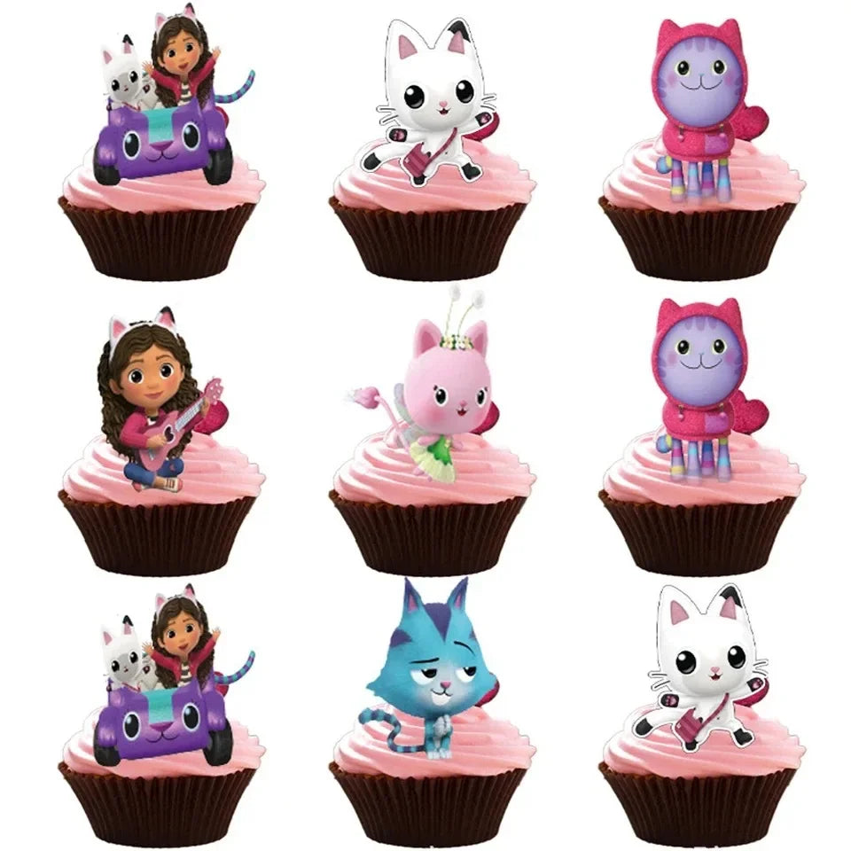 Disney Gabby Doll House Theme Birthday Party Flag Pulling Balloon Decoration Disposable Tableware Supplies