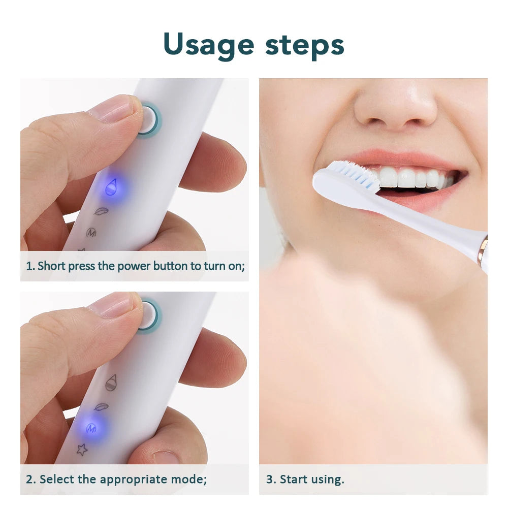 6 Modes Electric Toothbrush Rechargeable Toothbrush High Vibration Dental Tooth Whitening Cleaner Electric Brushes Oral Care