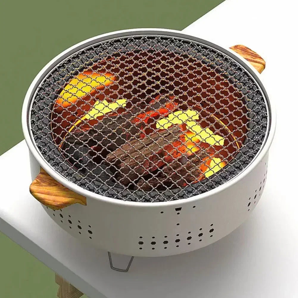 Round Barbecue Stove 1/3pcs Portable Removable Grilling Net Charcoal Oven Stainless Steel Bracket Outdoor Camping VIE LENTE