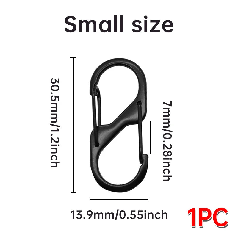 10PCS MINI Keychain Hook S Type Stainless Steel Anti-theft Spring Clip Outdoor Camping Backpack Buckle Locking Tool