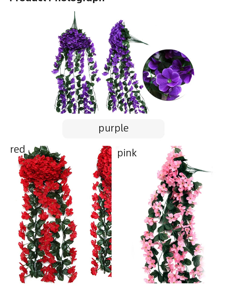 75CM Violet Artificial Flower Party Decoration Simulation Valentine S Day Wedding Wall Hanging Basket Flower Orchid Fake Flower