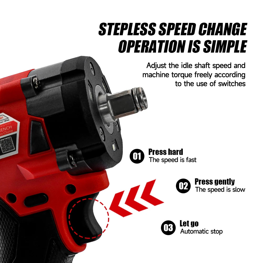 Foiki 18V Cordless Brushless Electric Wrench 300N.m Disassembly Wrench Nut Car Maintenance Electric Tools Fit Milwaukee Battery