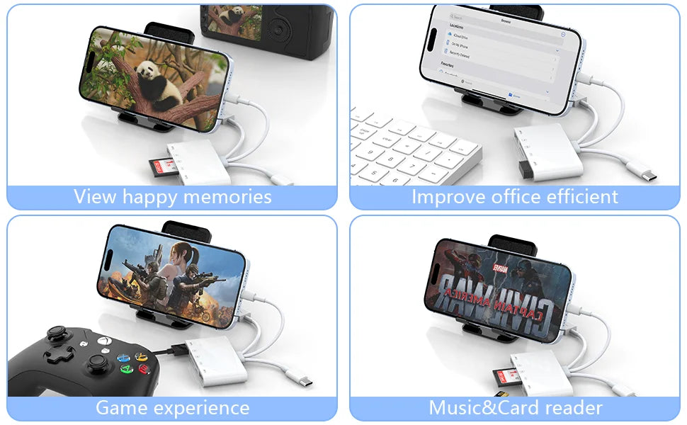 8 In 1 SD Card Reader USB HUB For iPhone iPad MacBook Lightning/USB/Type C to SD TF Card Memory Reader Flash Drive OTG Adapter