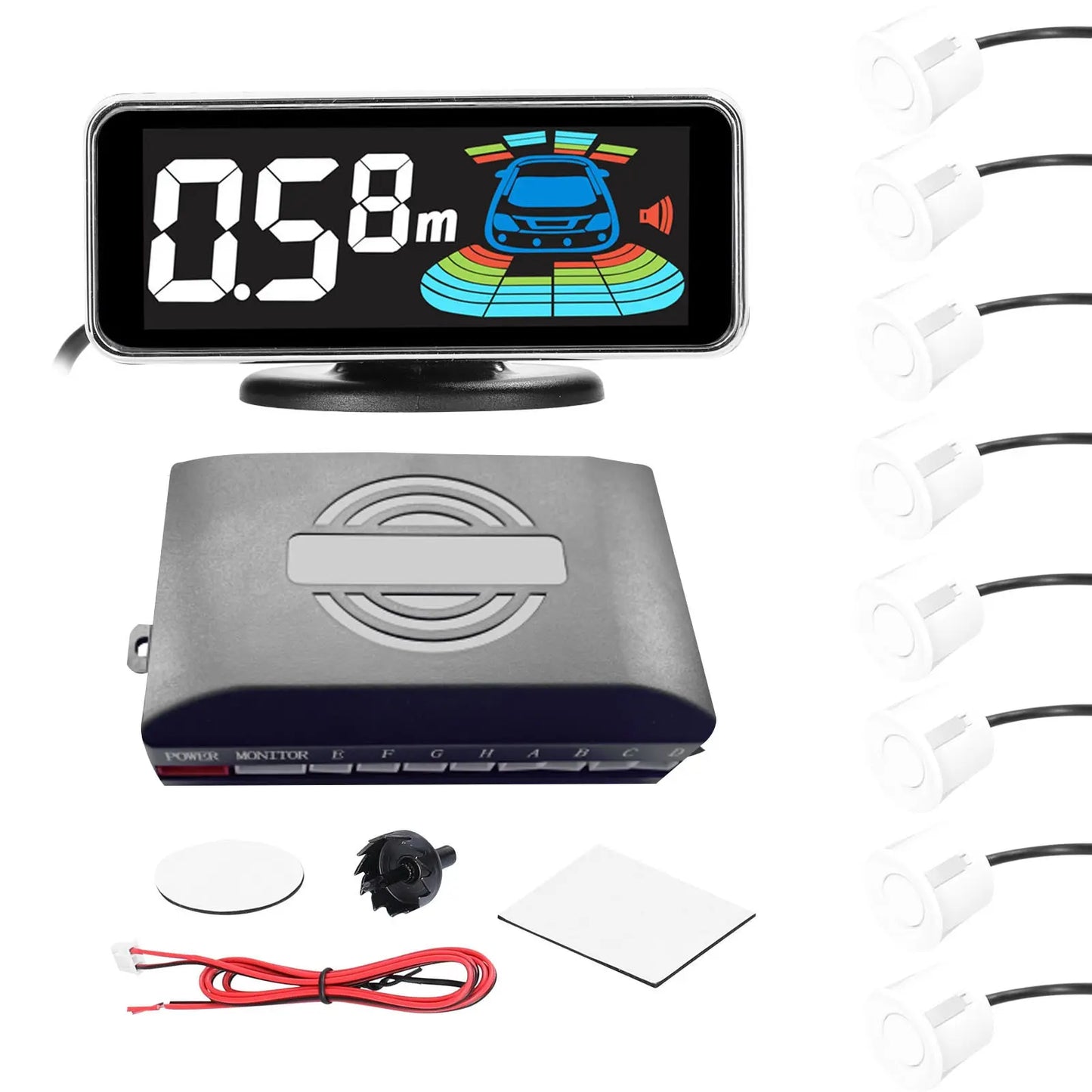 4pcs/8pcs Probes Rear Reversing Radars System LCD Display Car Parking Sensor Distance Detection Sound Warning Buzzer