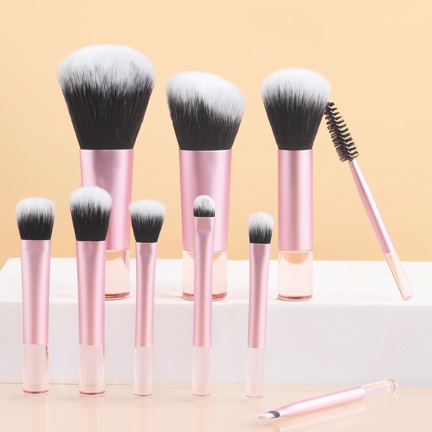 Makeup Brush Sets,10pcs Plastic Cute Portable Mini Multifunctional Makeup Brush Cosmetic Makeup Tool for Beginner