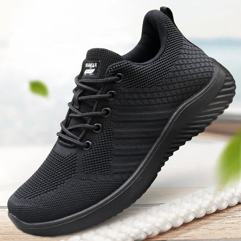 Men's Solid Lace-Up Casual Shoes, Lightweight Outdoor Sports Shoes Suitable for All Seasons Training and Exercise, Lightweight, Breathable and Non-Slip, Ideal for Leisure Walking Enthusiasts