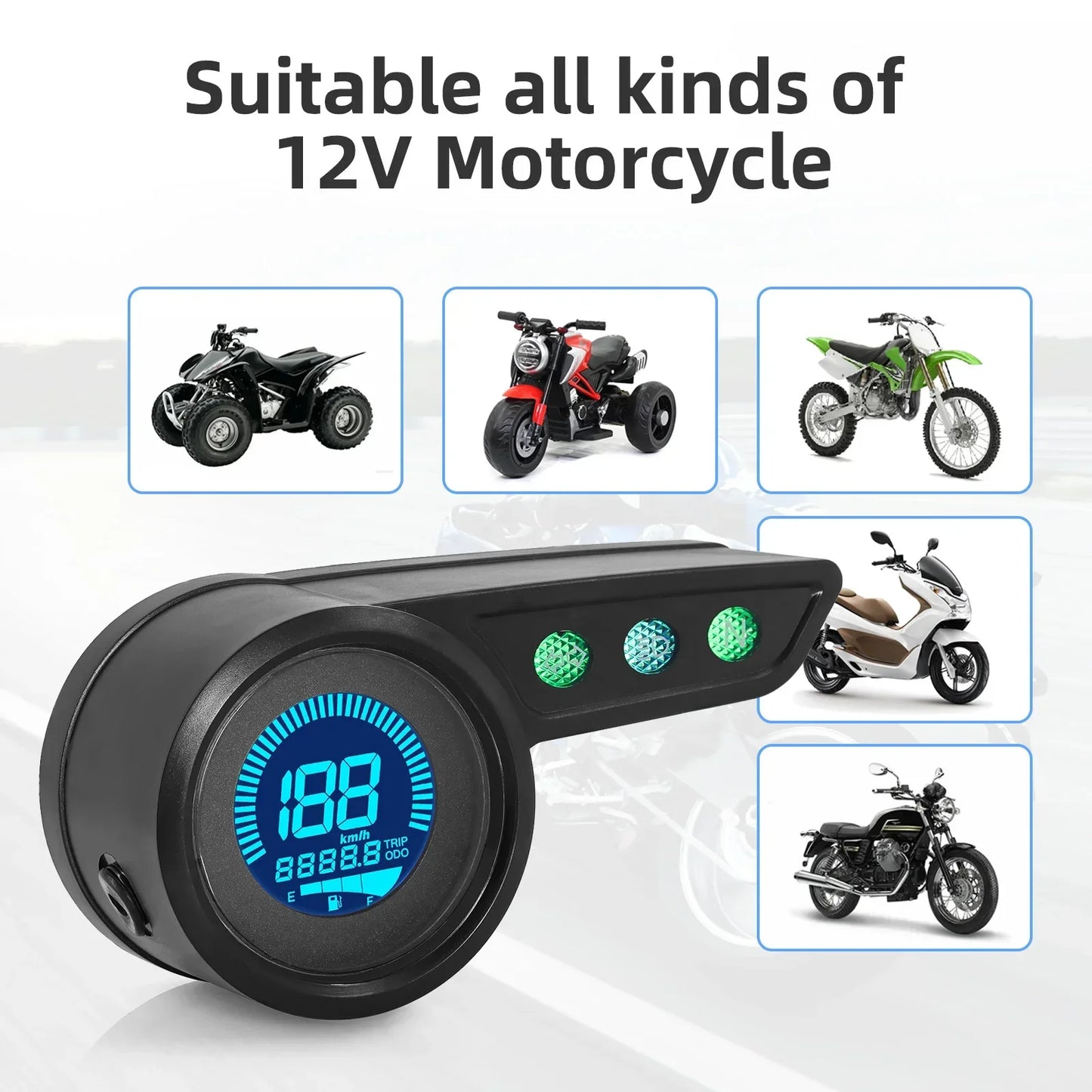 7 Color Backlight Universal Motorcycle Speedometer 12V Moto Dashboard Mileage TRIP KMH MPH Oil Level Gauge Tacho RPM Meter Tacho