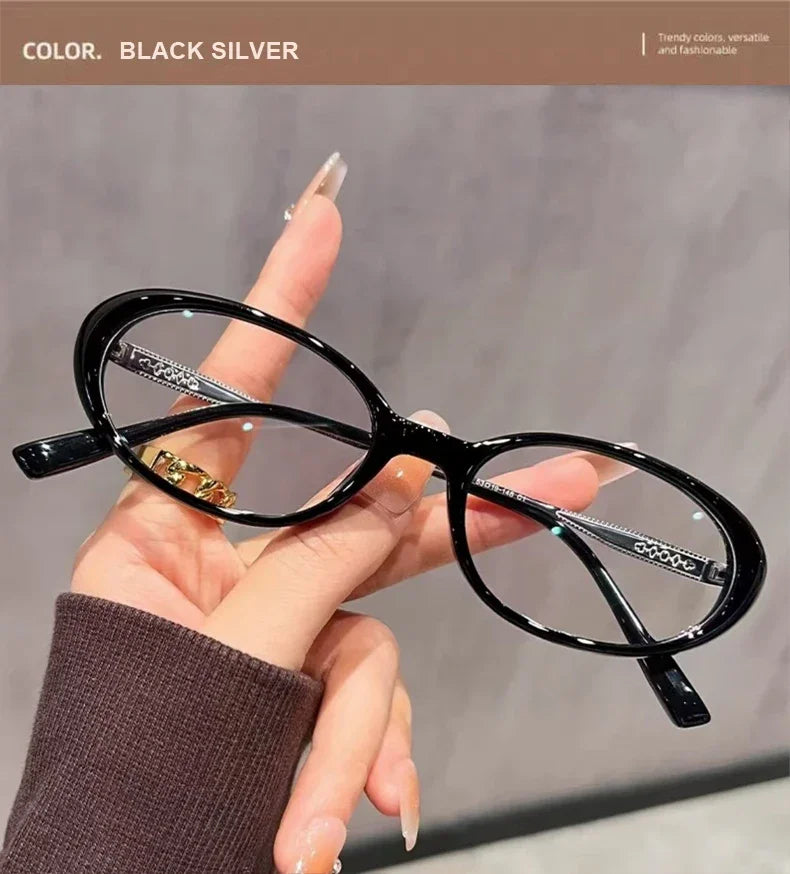Fashionable Thick Edge Oval Small Frame Anti-blue Light Reading Glasses For Women Senior Middle-aged And Elderly Glasses