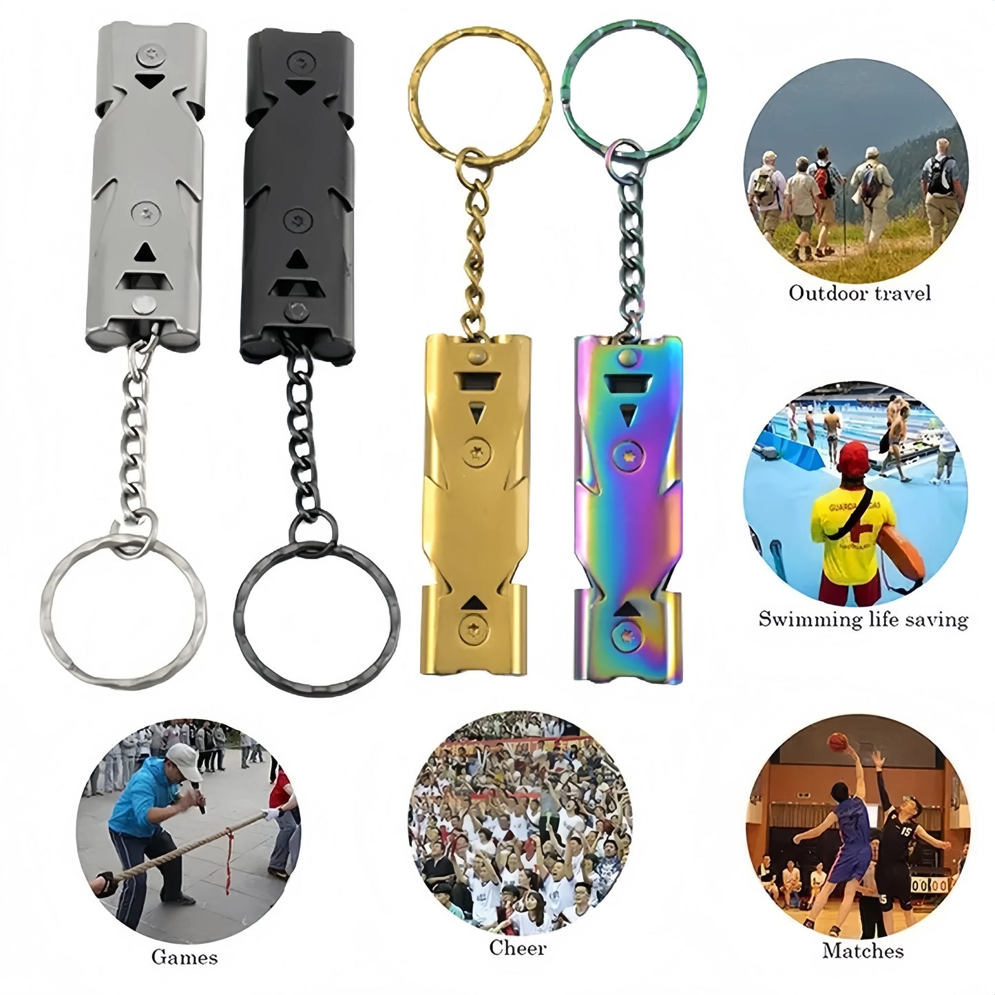 Survival Whistle Keychain–High Decibel,Emergency Whistle for Outdoor,Camping&Hiking–Double Tube Design,Loud Safety AlarmPortable