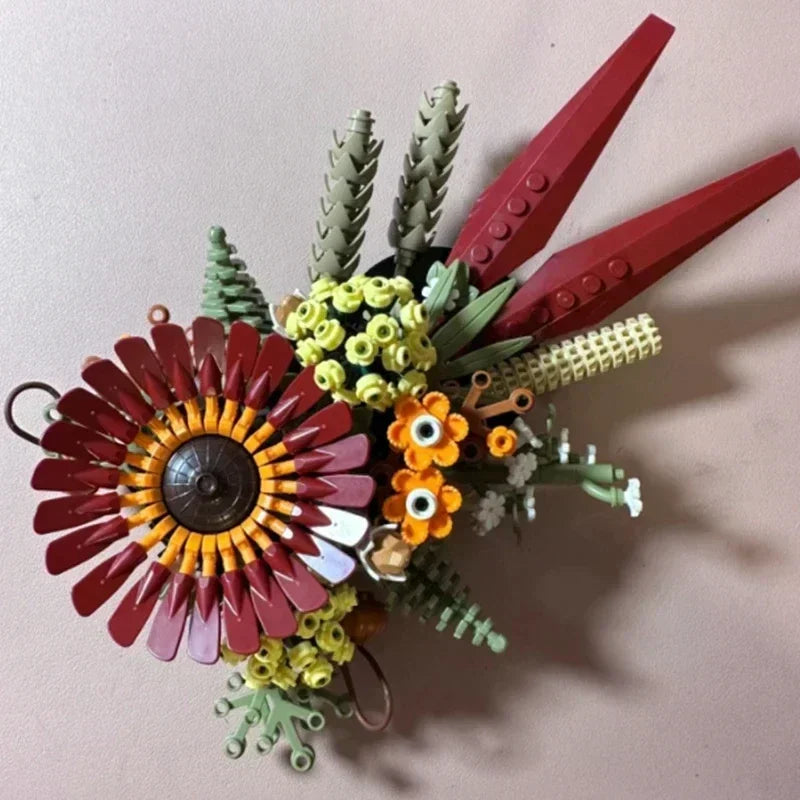 812PCS Succulent DIY Toy: Dry Flower Centerpiece Bouquet Building Block 10314 Model Kit Home Decor Bricks for Christmas Gift
