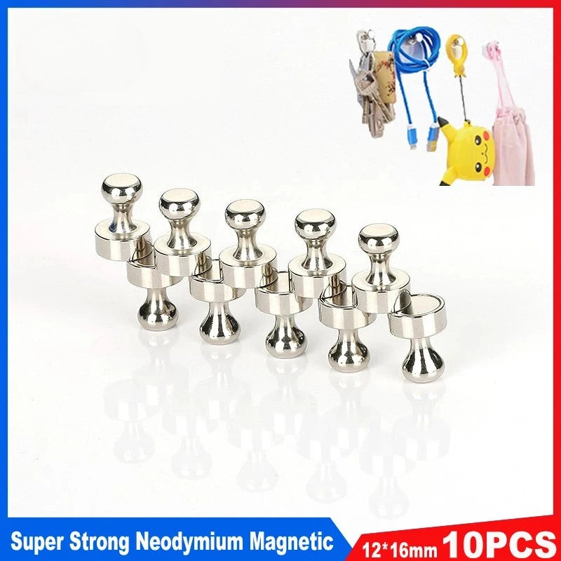 10pcs Super Strong Neodymium Magnetic Pushpins Sucker Thumbtack Durable Steel Magnet Push Pin for Refrigerator Whiteboard