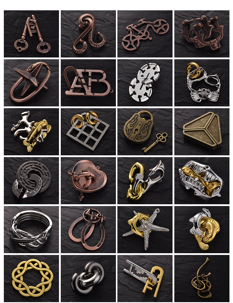 Horseshoe Lock (Brown) 3D Metal Puzzle Brain Teaser Ring Removal Adults Kids IQ Challenge Games Old Lock Shackles Solution Wit