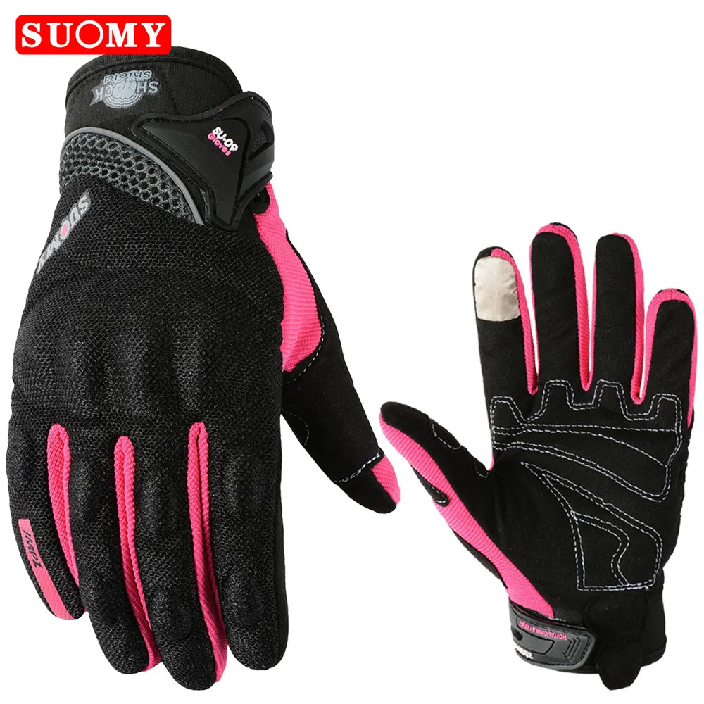 SUOMY Women Purple Motorcycle Gloves Touch Screen Full Finger Racing/Climbing/Cycling/Riding Sport Windproof Motocross Gloves
