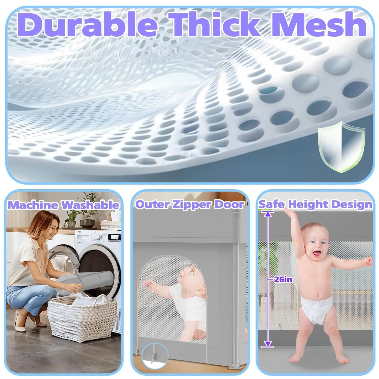Foldable Baby Game Fence Portable Safety Enclosure for Home Crawling & Learning to Walk,  Protective Barrier Indoor/Outdoor Use