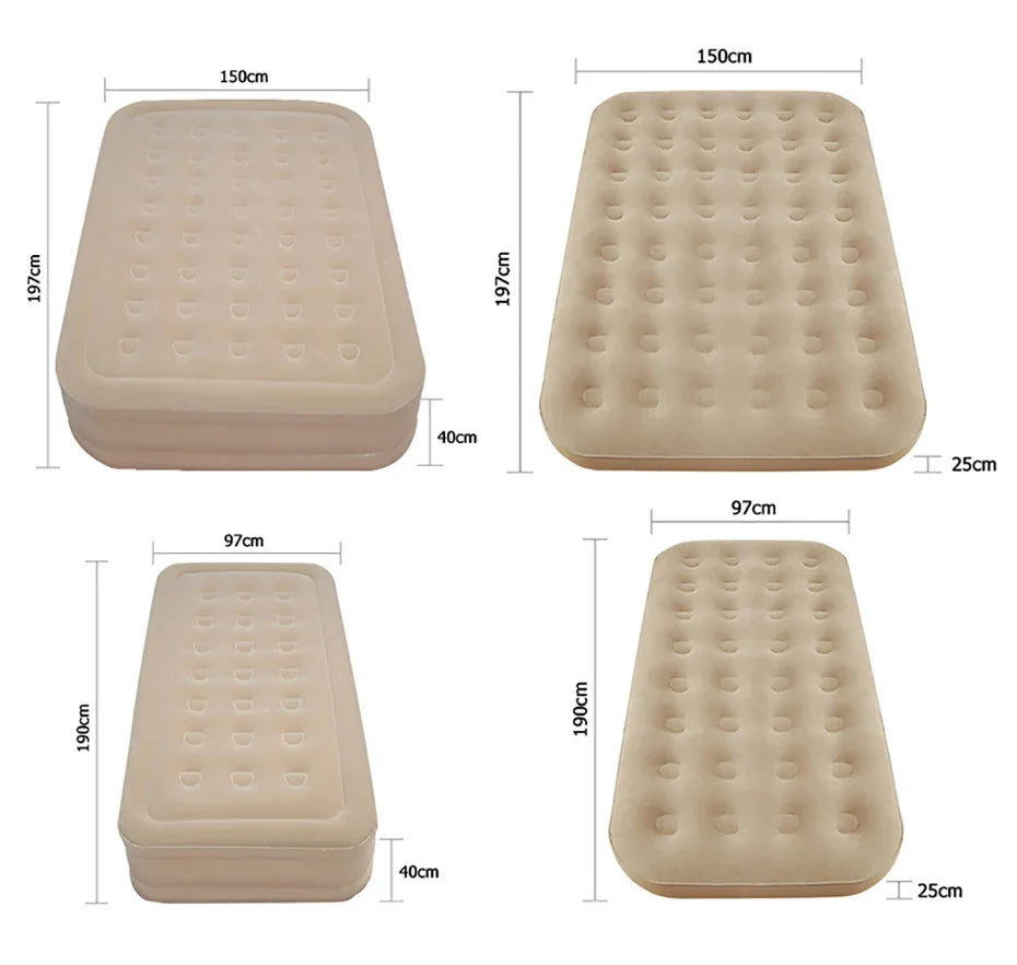 Glamping mats PVC inflatable sleeping mattress luxury 2 person camping bed mat built-in pump thicken mat interior air mattress