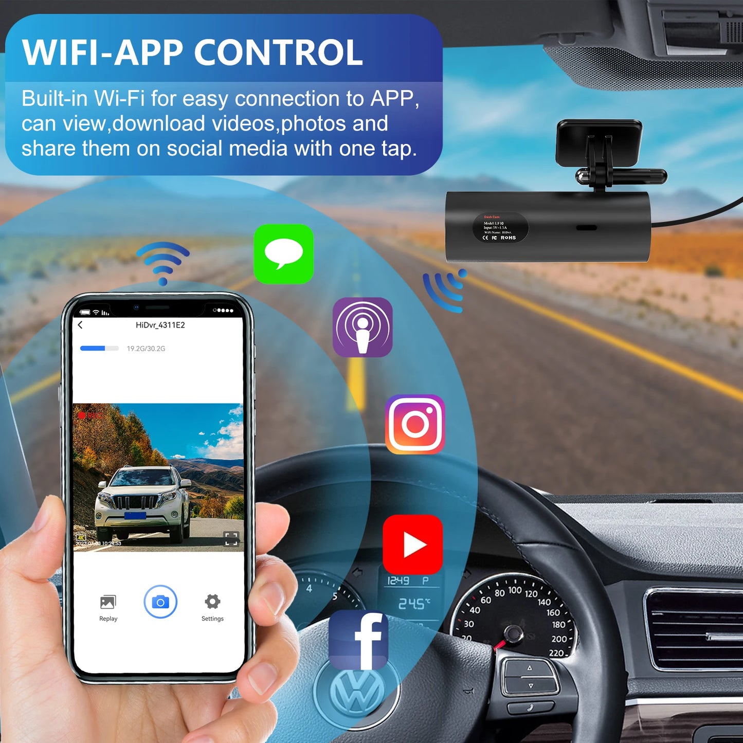 3840*2160P Car Dvr Dashcam 4K Dash Cam For Cars Drive Video Recorder Front Camera WiFi For Vehicle Supplies  24h Parking Night V