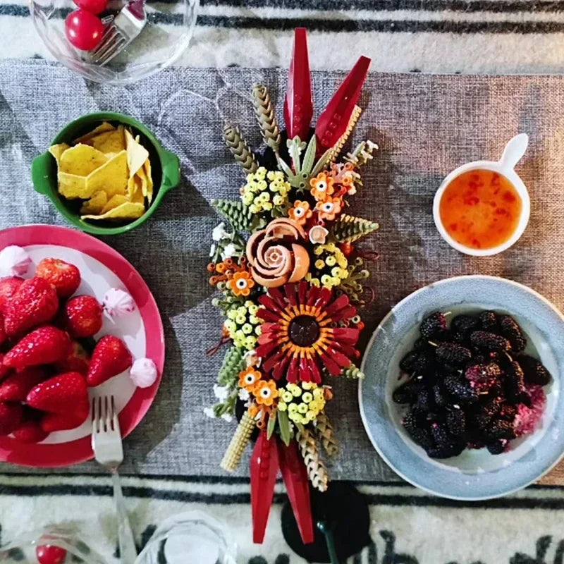 812PCS Succulent DIY Toy: Dry Flower Centerpiece Bouquet Building Block 10314 Model Kit Home Decor Bricks for Christmas Gift