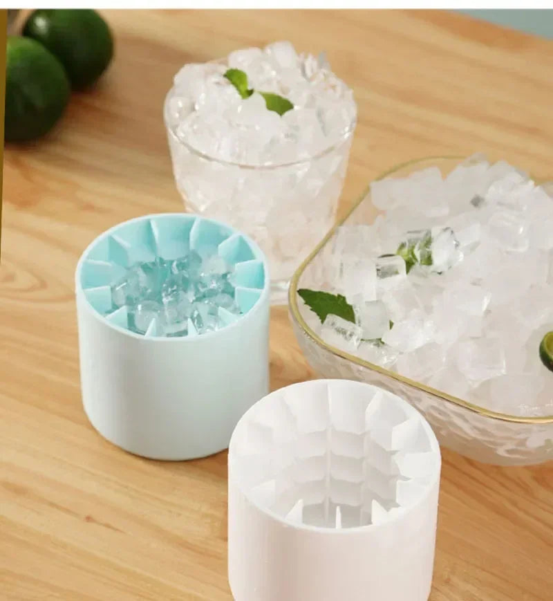 Silicone Cylinder Ice Crate DIY Household Refrigerator Ice Mould Food Grade Silicone Bucket Ice Crate with Lid Summer Drink Tool