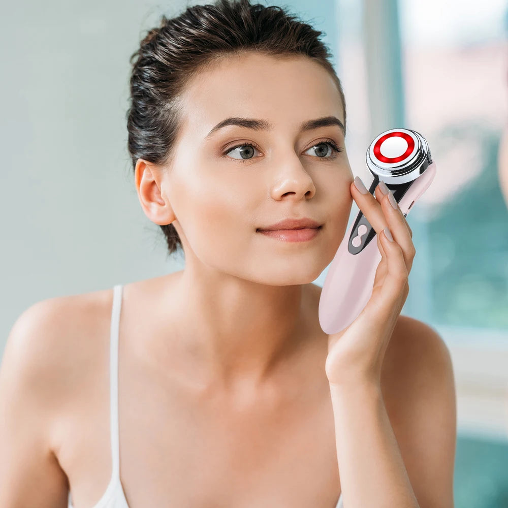 7 in 1 Face Lift Devices Microcurrent Skin Rejuvenation EMS RF Women Facial Massager Light Therapy Anti Aging Wrinkle Beauty