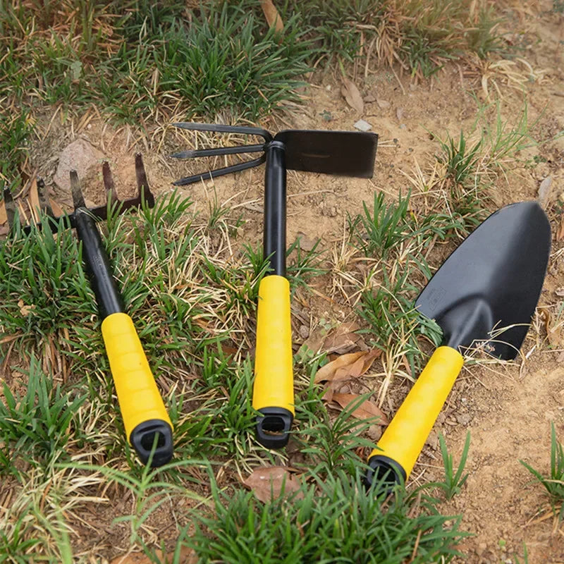 Deli Gardening Tool Sets Shovel Hoe Harrow 1/3/4 Pcs with PP Coated Handle,Garden Lawn Farmland Transplant Gardening Bonsai Tool