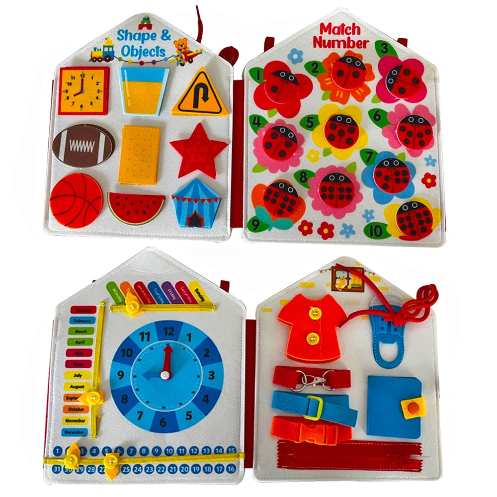 Toddler Busy Board Montessori Toys Learning Educational Activities Travel Toy Dinosaur Dress up  Sensory Life Skill Backpack