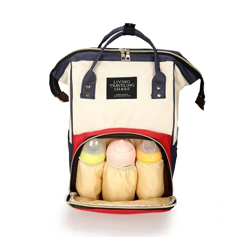 Mommy Bag New Fashion Milk Storage Handheld Canvas Color Matching Backpack Women's Bag Baby Mom Bottle Bag Large Capacity