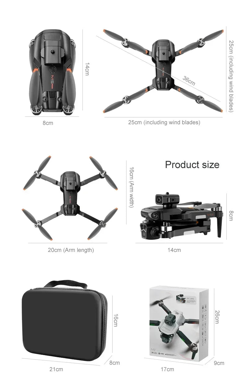 M1S Drone 8K Professional Triple Camera Obstacle Avoidance Aerial Foldable RC Quadcopter Drone Brushless Motor