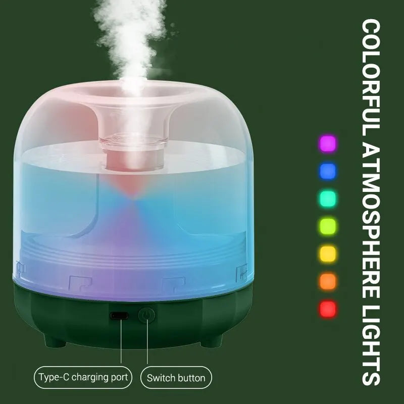 Compact 500ML Colorful Light Glass Ultrasonic Air Cooling Mist Machine With Color Night Light Room Home Humidifier Diffuser