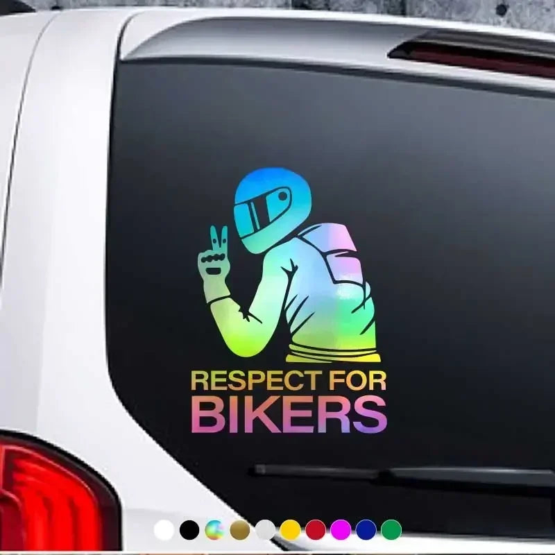Respect for Bikers Car for Bikers Personality Laser Reflective Sticker Motorcycle Rider Electric Friends Creative Tools Amagi