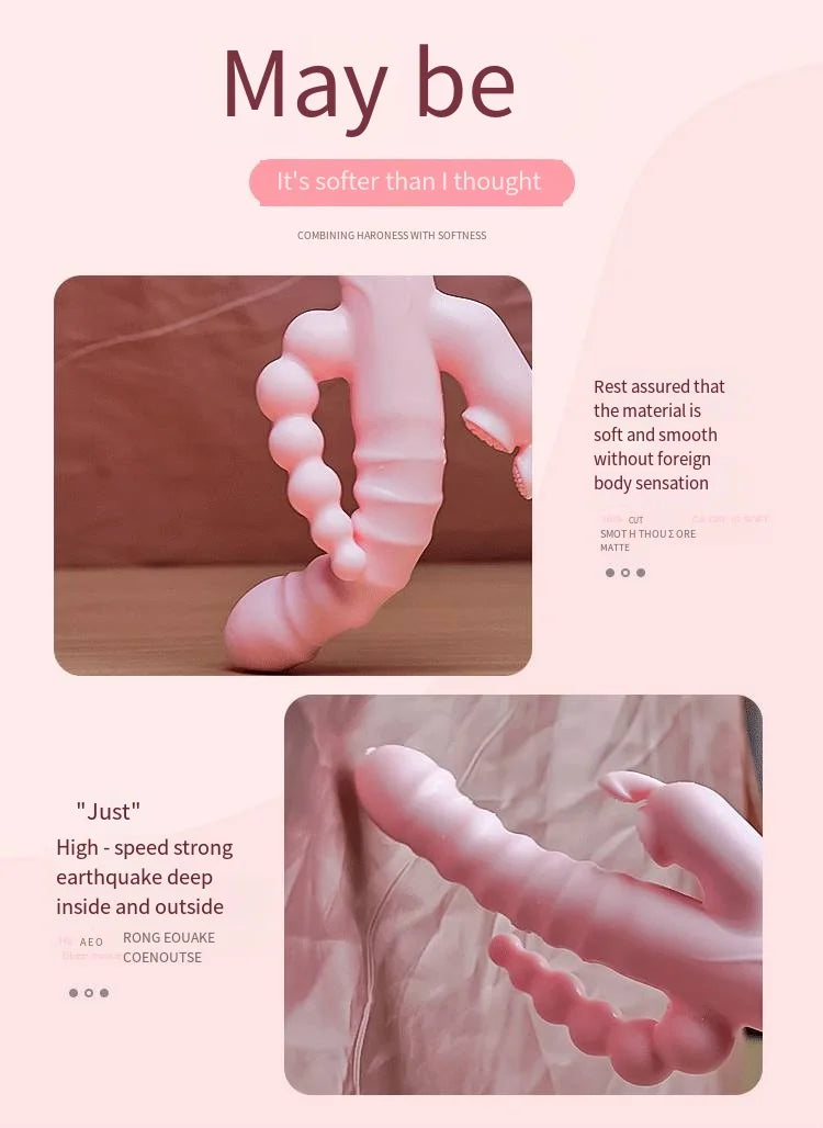 LicklIp 3 In 1 Dildo Rabbit Vibrator Tongue Licking Double Rod Masturbation Anal Clit Vibrator Sex Toys for Women