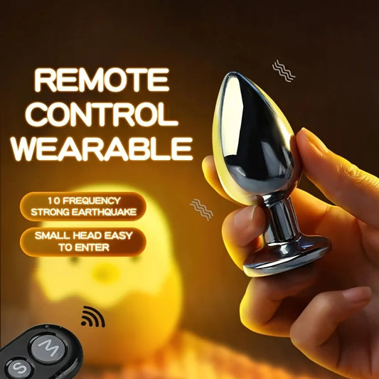 JIUUY wireless remote control unisex metal backyard vibrating anal plug prostate massager adult sex toys