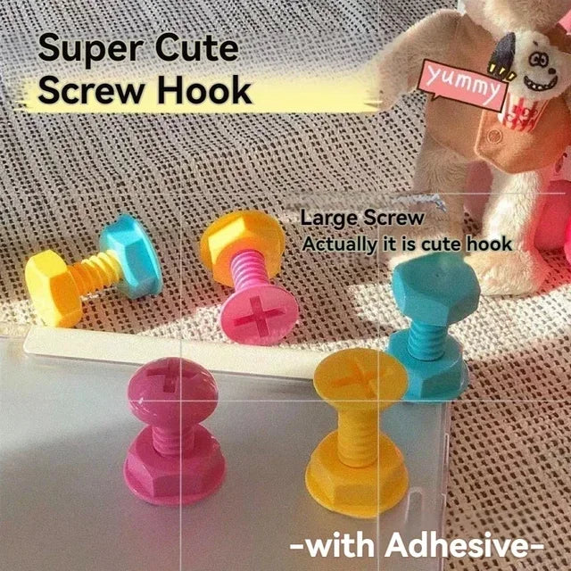 Colorful Cartoon Hooks A Set of 3 Adhesive Hole-free for Bag Storage Wall Hooks, Cute and Practical Home Accessories