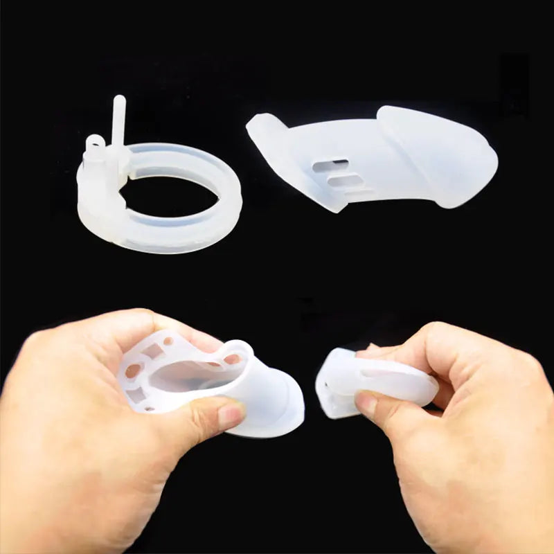 New Male Silicone Chastity Device Cock Cage Sex Toys With 5 Penis Ring Adult Belt Brass Lock Standard/Short Cage A122/A235