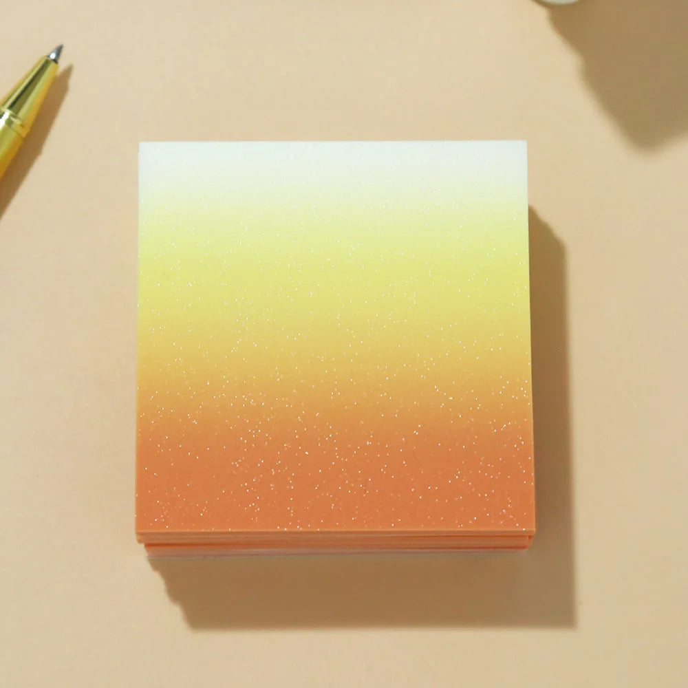50Sheets Gradient Color Glitter Sticky Notes N times sticker PET Waterproof Memo pad Notepad School Stationery Office Supplies
