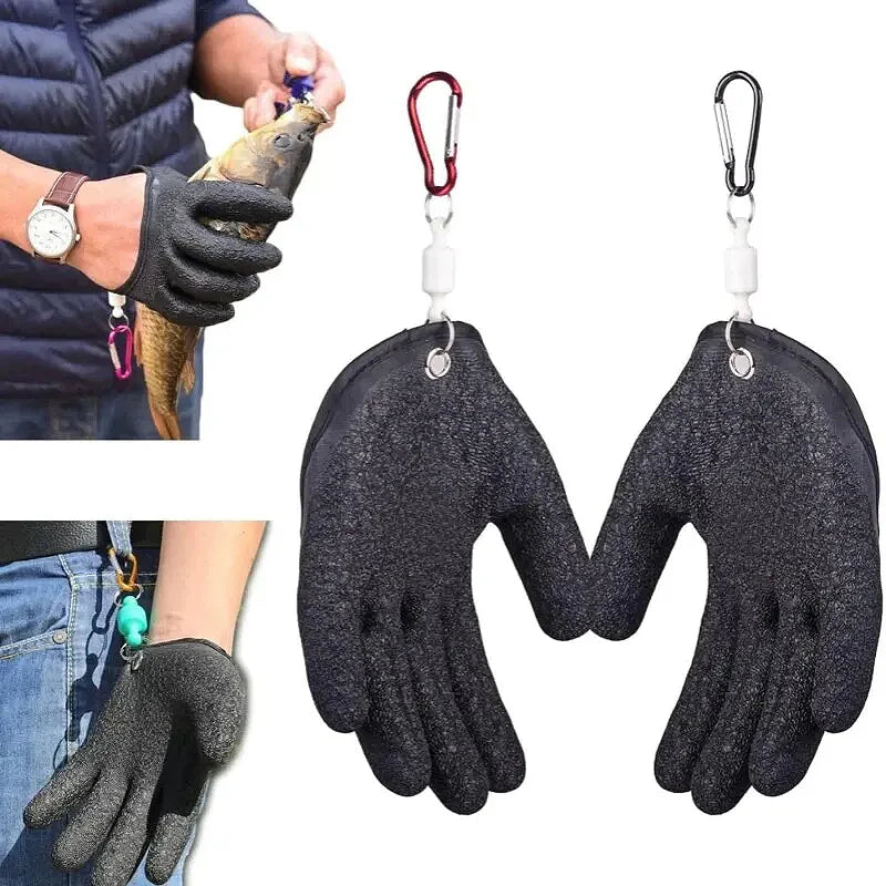1PC Fishing Anti Slip Gloves Magnetic Buckle Pendant Hand Guard to Prevent Stabbing Fishing Protective Gear Waterproof Gloves