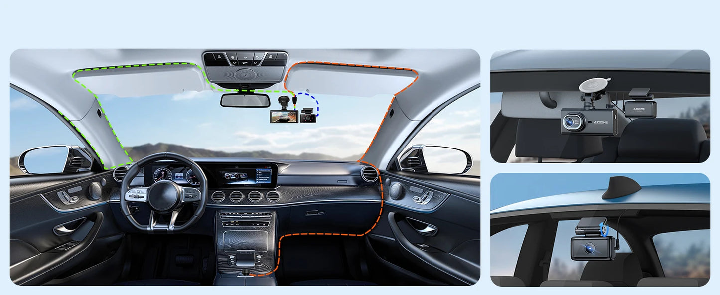 AZDOME M560 Car DVR 4K+1080P+1080P 3 Channel Dash Cam 4" IPS Touch Screen Built-in 128GB eMMC GPS WIFI G-Sensor IR Night Vision