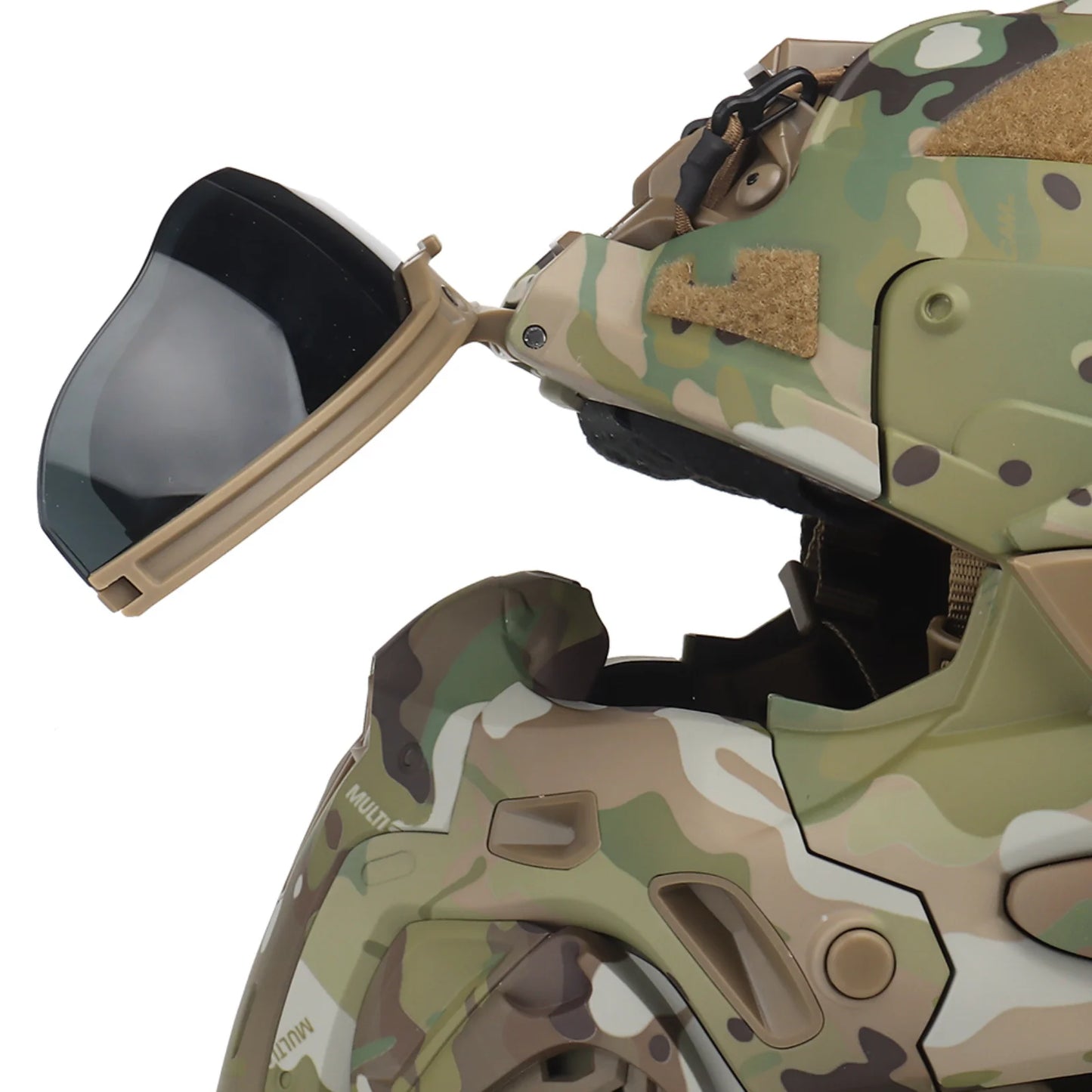 Assault I Airsoft Helmet Full Face, Tactical Helmet with HD Headset Anti-Fog Fan 2 Pairs Lens Flip Mask for Outdoor CS