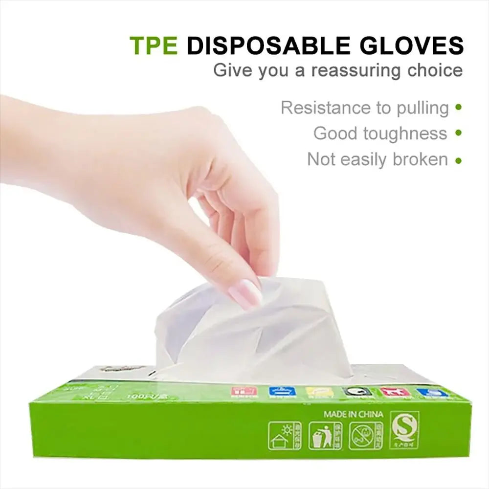 Food Grade Disposable Gloves Portable Non-Slip Acid Work Safety Cleaning Gloves Transparent TPE Latex Free Gloves Wholesale