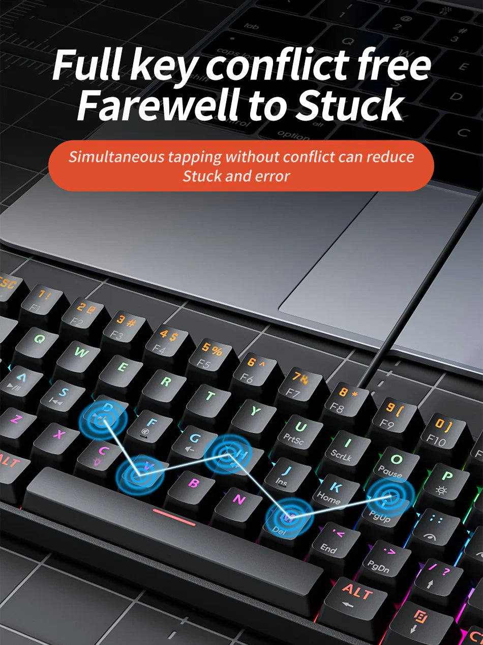 MUCAI 61USB Wired Mechanical Keyboard Red Axis 61 Keys Hot Swappable Interface RGB Lighting Compact Practical Design