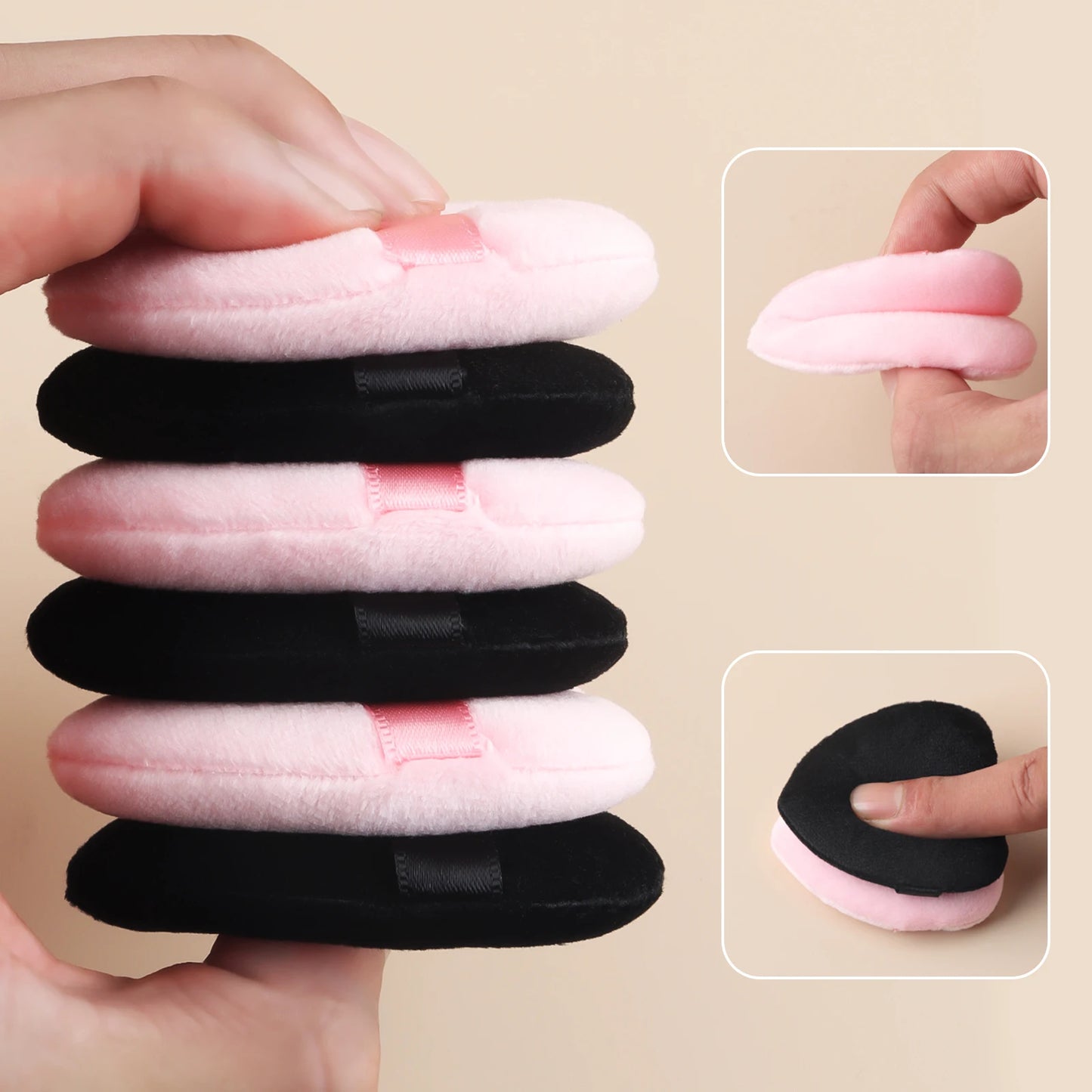 Powder puff, 6pcs/box heart shaped fluffy soft skin-friendly make-up tools can be reused