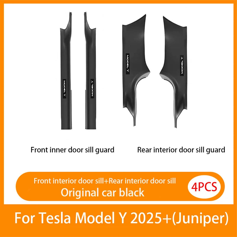 For New Tesla Model Y Juniper 2025+Front And Rear Door ABS Anti Scratch And Dirt Resistant Threshold Strips Interior Accessories