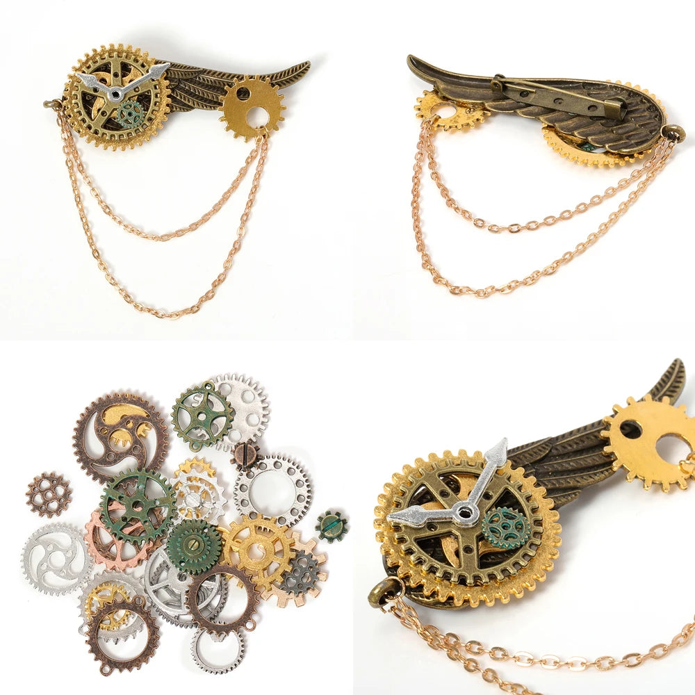 50g Mixed Steampunk Gears Cogs Charms Pendant DIY Crafts Jewelry Making