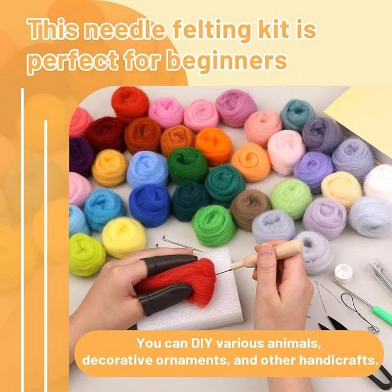 MIUSIE 45 Colors 3g Needle Felting Kits for Beginners, Needle Felting Supplies Kits with Tools, Felt Starter Kits with Needles