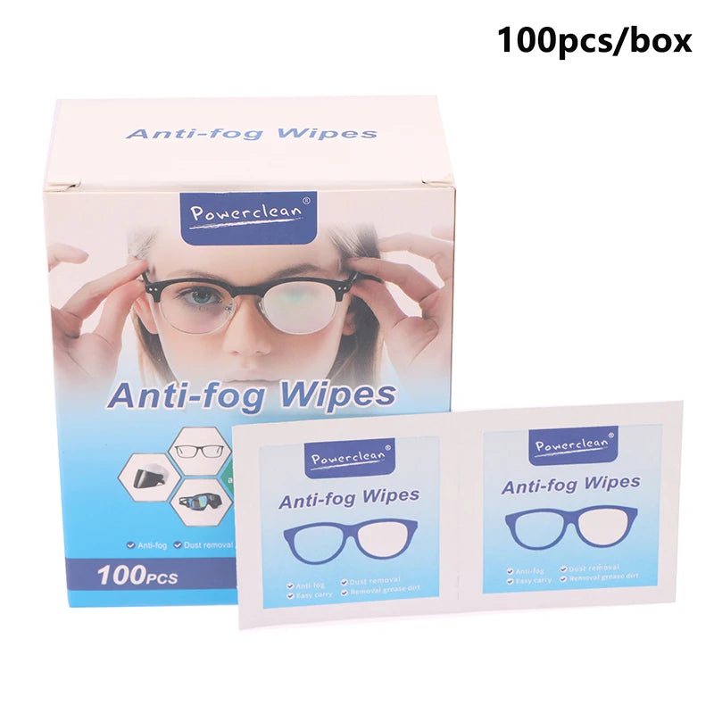 100Pcs/Box Glasses Cleaner Wet Wipe Disposable Anti Fog Misting Dust Remover Cleaning Lens Wipes Sunglasses Phone Screen