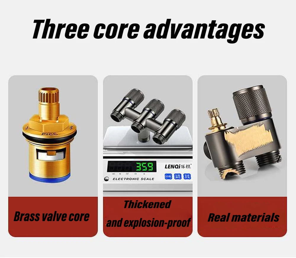 Universal 1/2 Thread One Into Three Out Faucet Kitchen Stainless Steel Inlet Valve Fitting Valve Toilet Bathroom Fittings