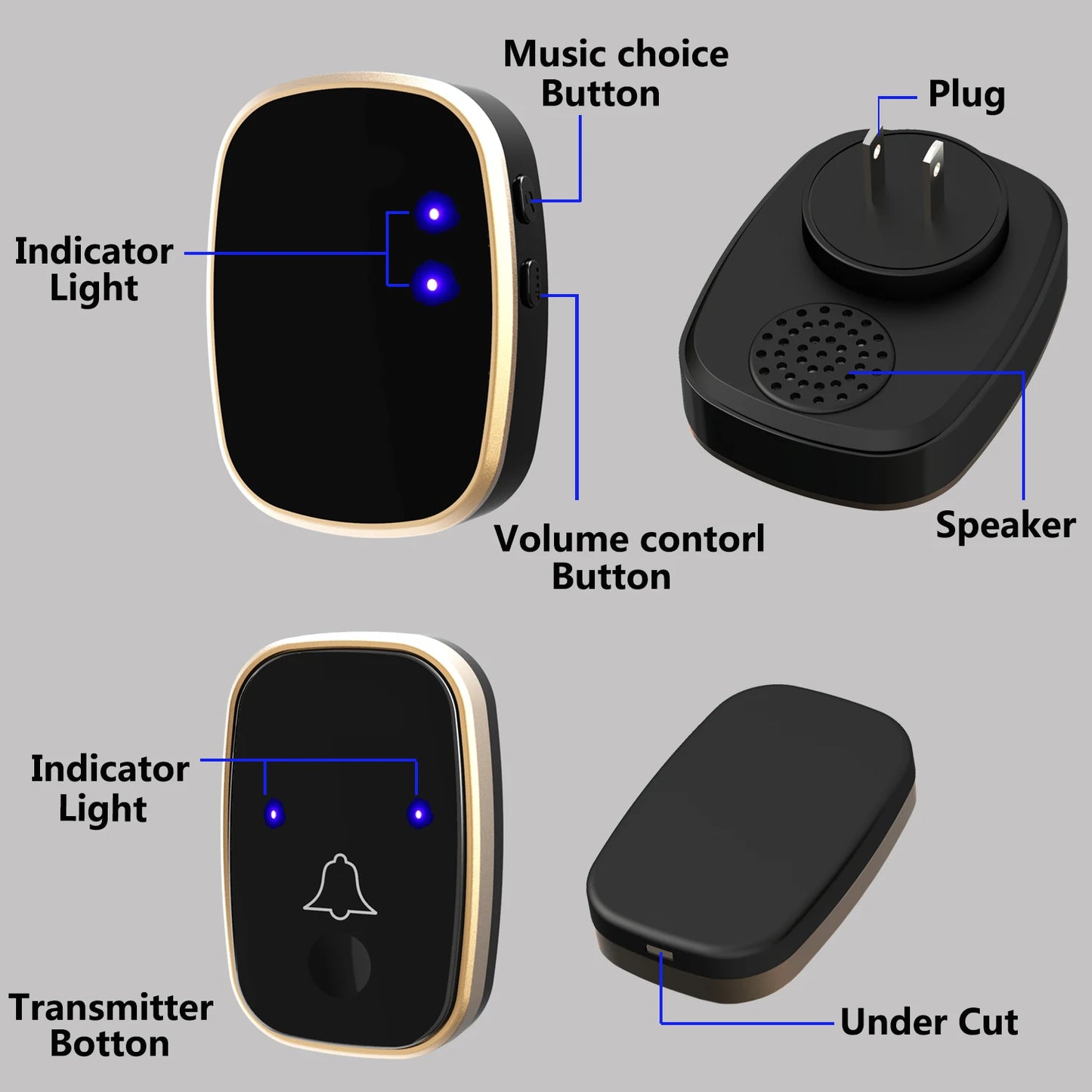 Wireless Doorbell Chime - 300 Meters Long Range Wireless Doorbell Waterproof Outdoor Home Intelligent Door Bell Chime