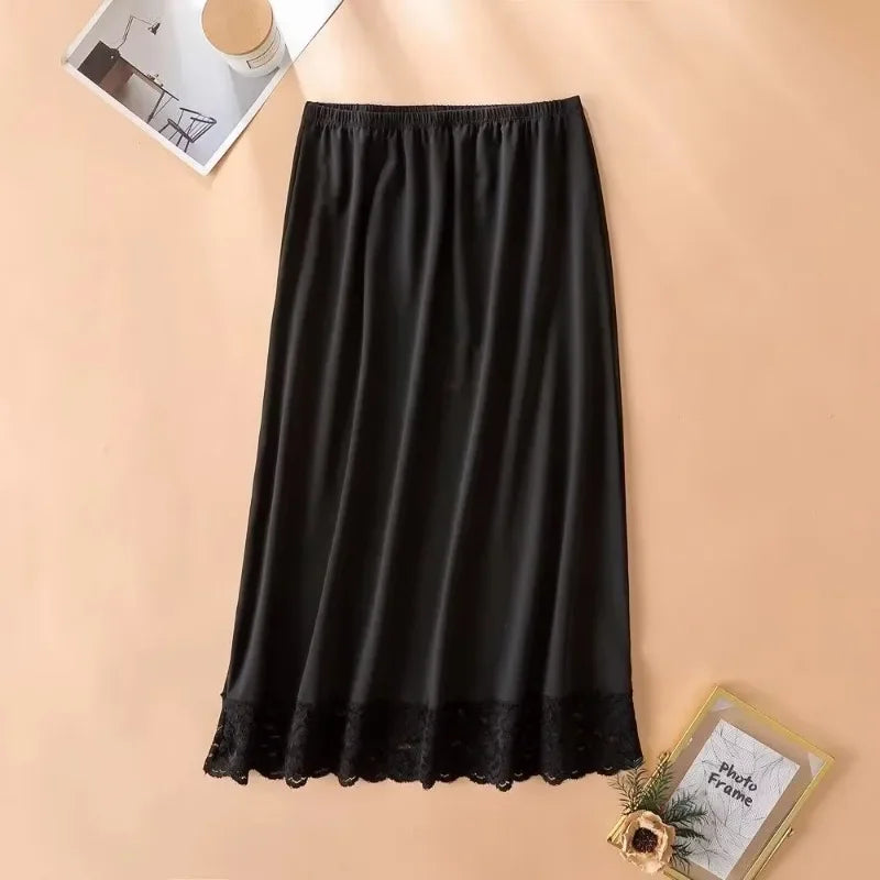 3 Lengths Basic Underskirt Modal Female Half Length Skirt Lace Slip Innerwear Short Skirt Women Half Slip Dress Long Petticoat